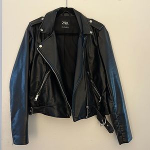 Black leather Moto jacket from Zara